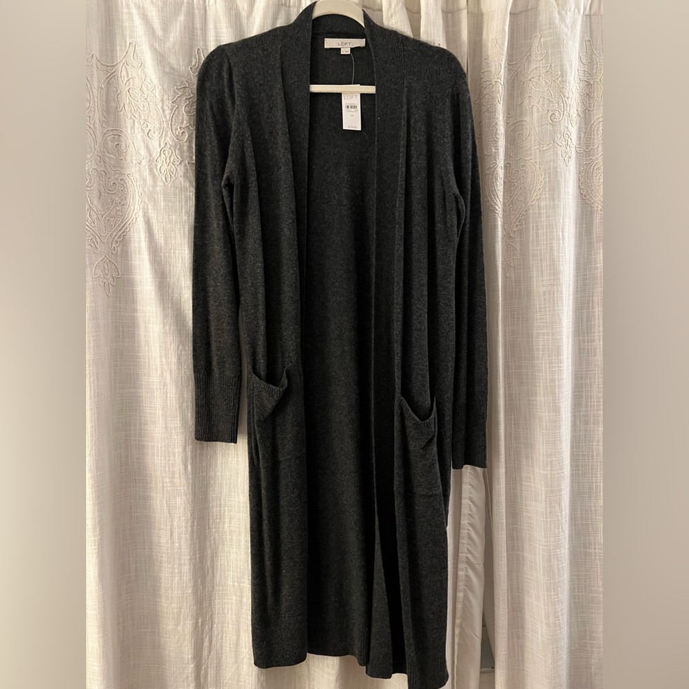 NWT LOFT Dark Grey Duster Size M